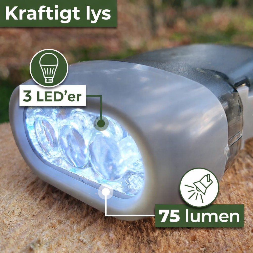 Squeeze-lommelygte – Altid lysende uden batterier (sæt med 3)