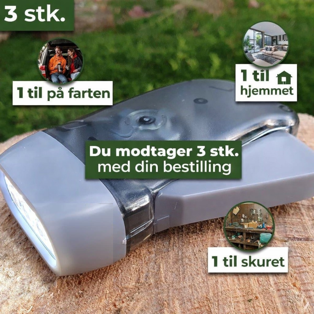 Squeeze-lommelygte – Altid lysende uden batterier (sæt med 3)