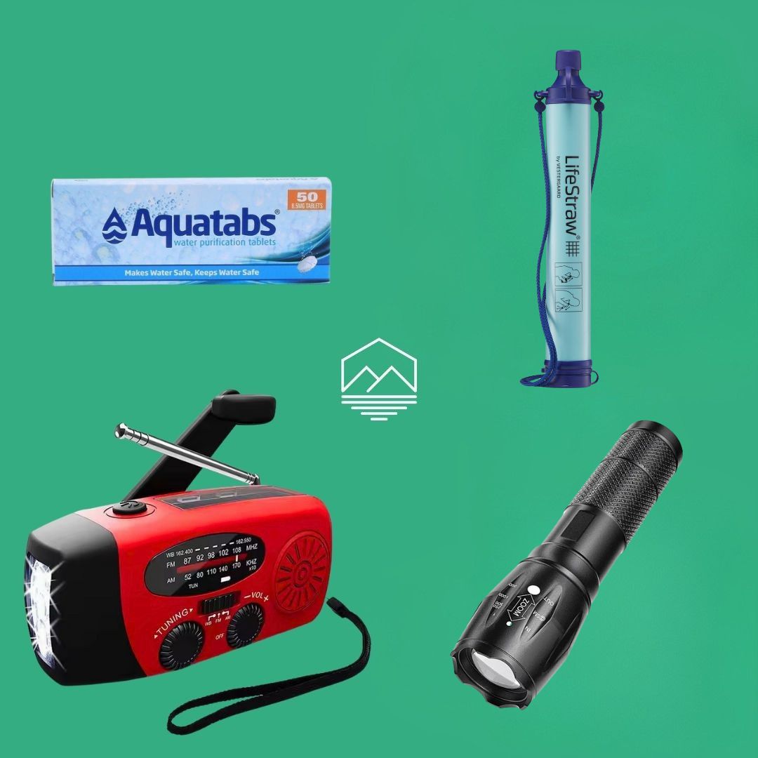 Nødstrømsafbrydelsessæt (1-2 personer) | Mørklægningsberedskab med nødradio og vandrensning