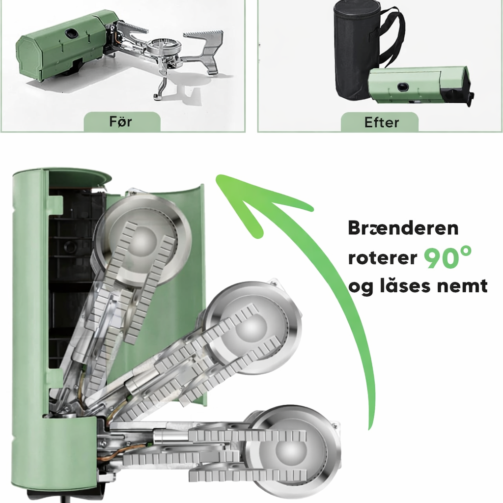 SurvivalPro foldbart campingkomfur – bærbart gaskomfur 2600W