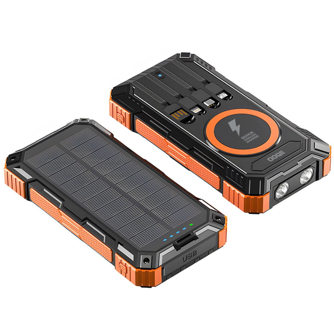 Solcelledrevet powerbank 30000mAh - Hurtigopladning til alle smartphones