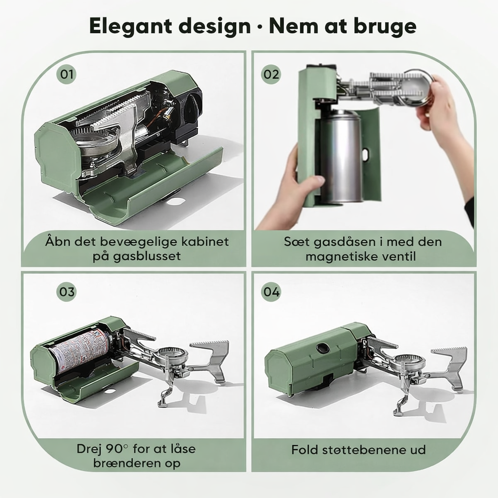 SurvivalPro foldbart campingkomfur – bærbart gaskomfur 2600W