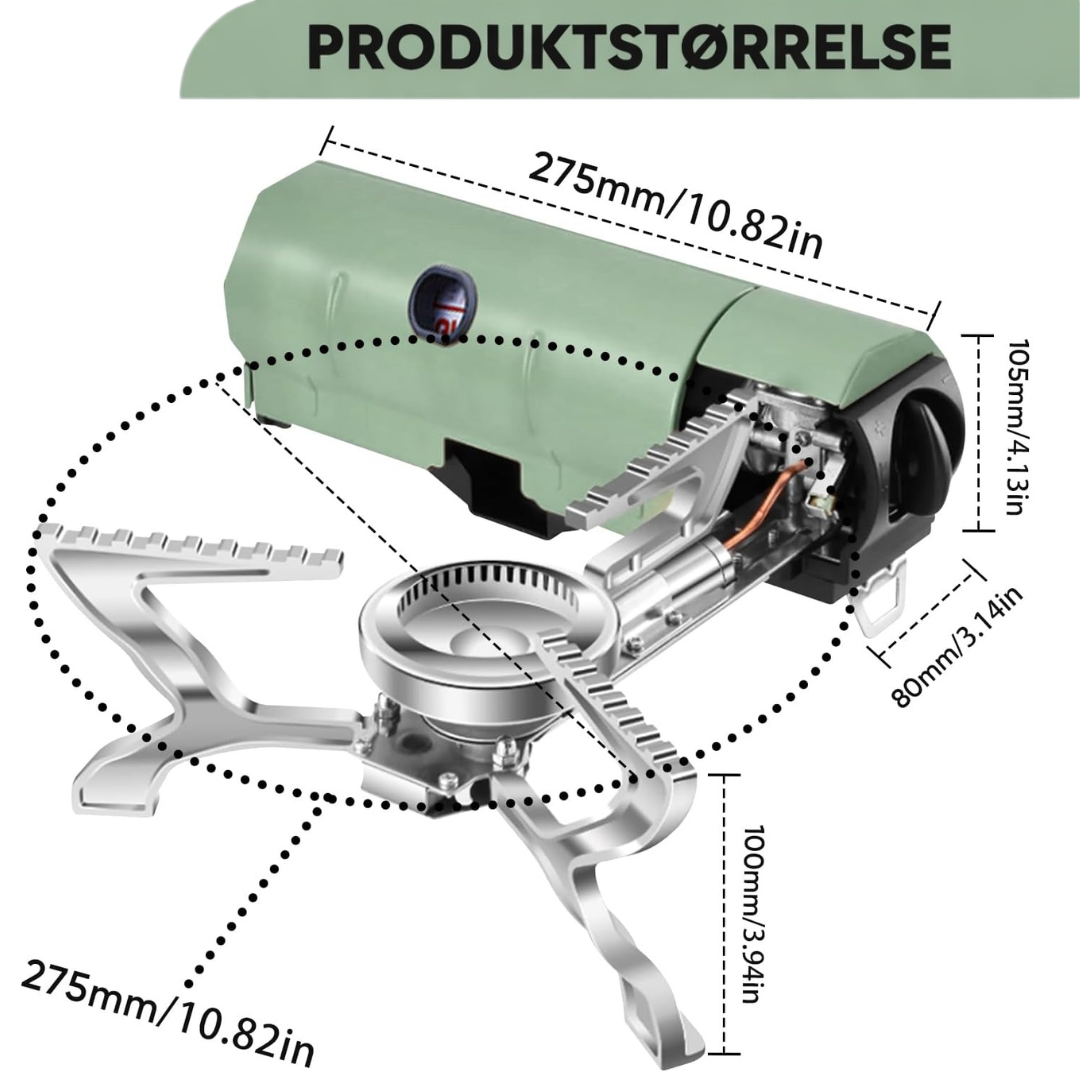 SurvivalPro foldbart campingkomfur – bærbart gaskomfur 2600W