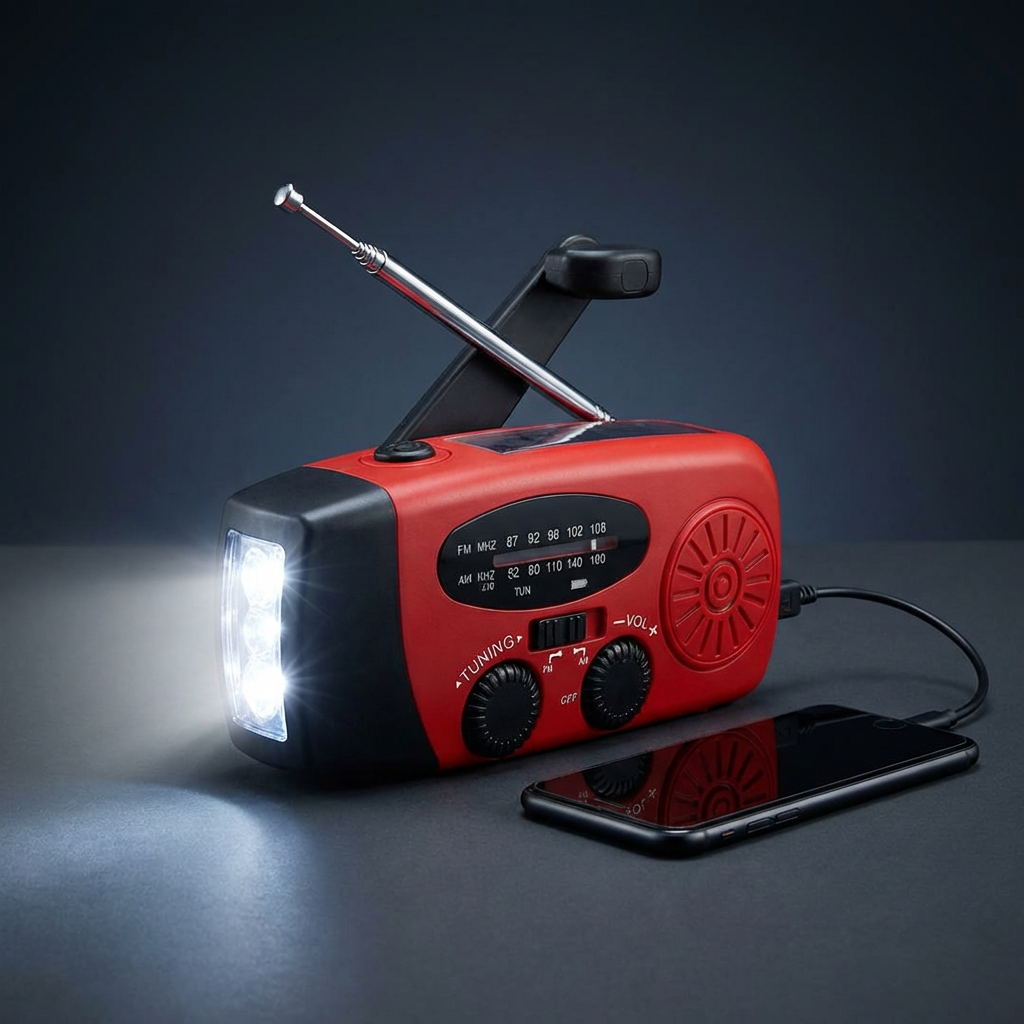 Nødradio™ med lommelygte og powerbank - 2026-model