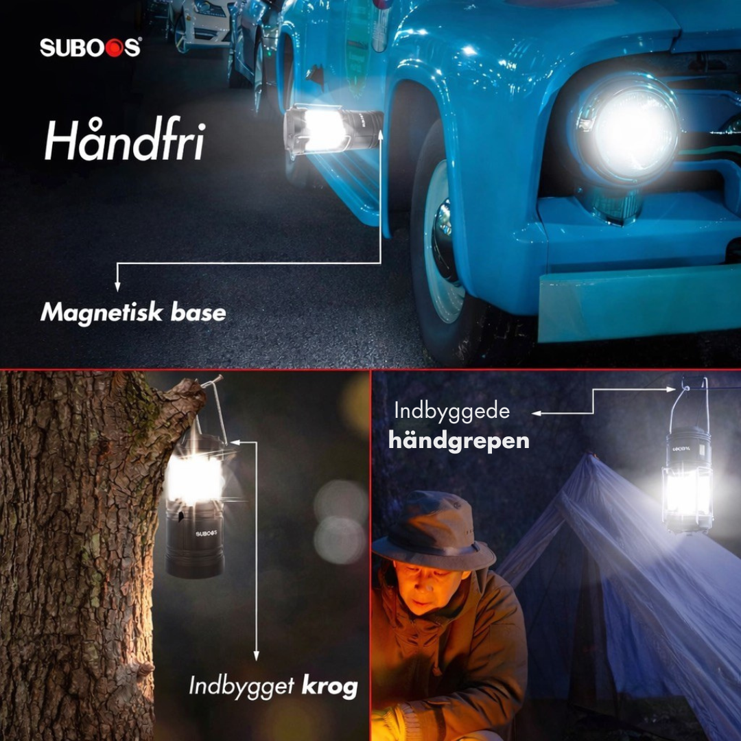 SUBOOS Teltbelysning Campinglanterne - Strømafbrydelse - Lysere LED Batterilanterne Magnetisk Base Foldbar Krog Bærbar Campinglampe Orkan Nødlampe Indendørs og Udendørs